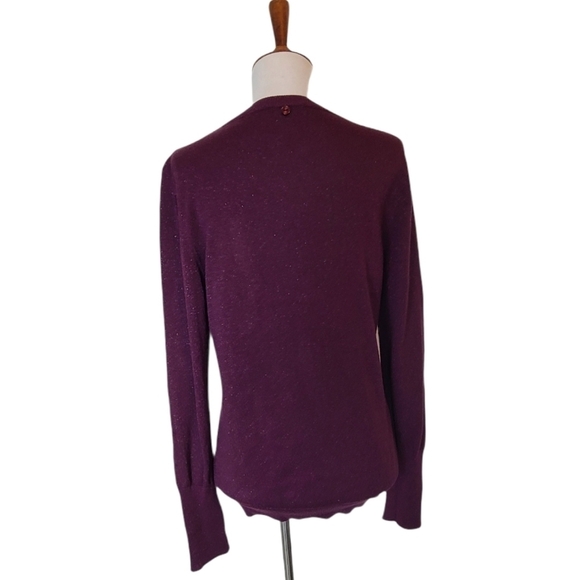Calvin Klein Purple Glitter Crew Neck Sweater Medium Y2K Soft Knit Preowned - Picture 3 of 8